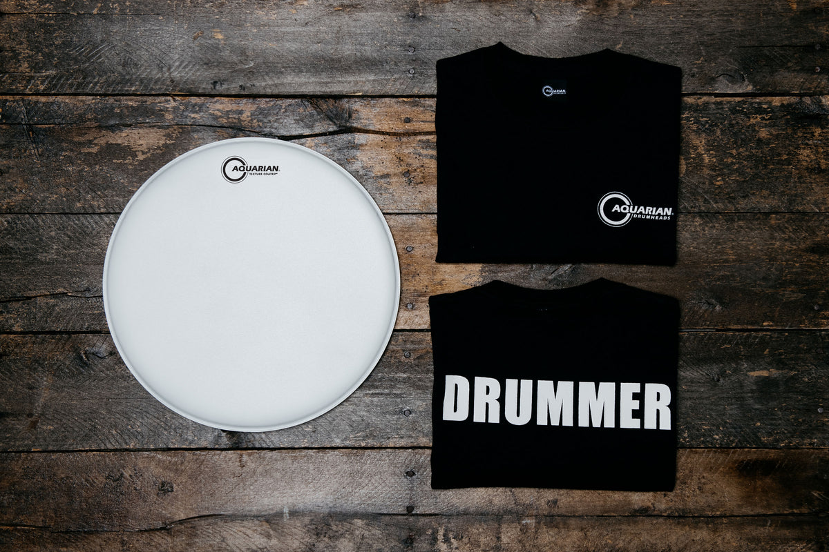 Texture Coated 14" & Drummer TShirt Pack Aquarian Drumheads Online Shop